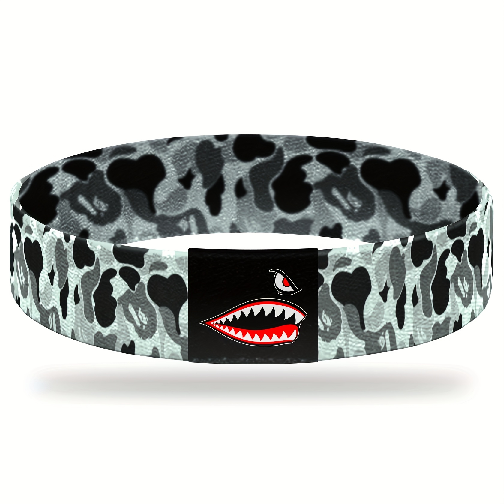 Shark Camo Print Wristband Elastic Polyester Vintage Style 1pc